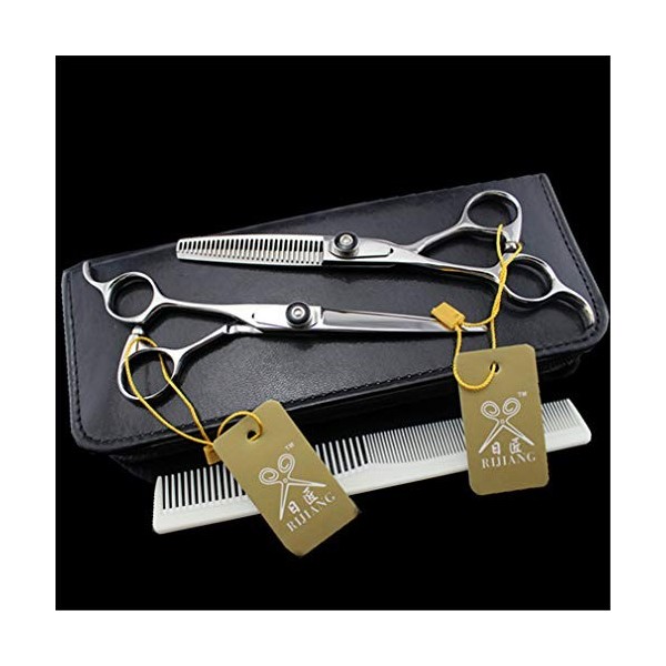 Ensemble de ciseaux de coiffure de coiffeur, ciseaux de coiffure pour main gauche - 6,0 pouces argent en acier inoxydable 4