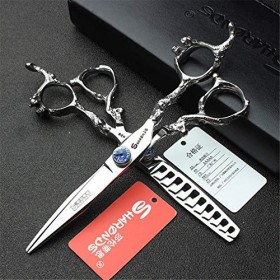 Ensemble de ciseaux de coupe de cheveux professionnels de 6,0 pouces, ciseaux de coiffure ciseaux droits + ciseaux à dents 