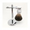 CRODY Simplicité Supports de Brosse de Rasoir en Argent, Ensemble de Support de Blaireau Noir, Outils de Rasoir à Double Bord