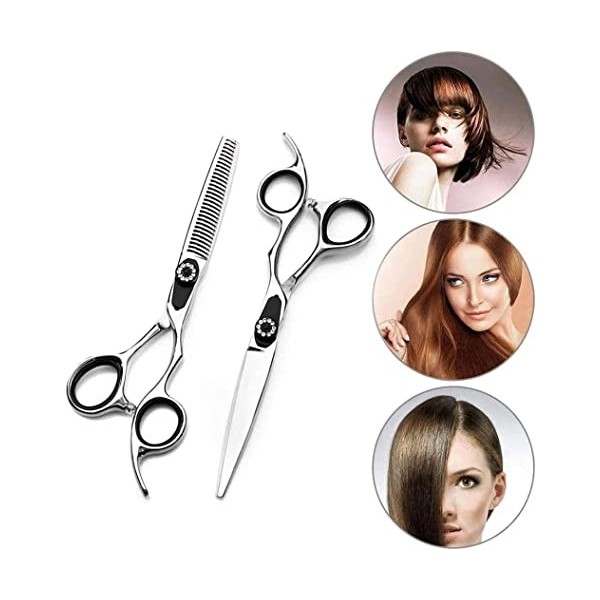 Ciseaux de coiffeur 6 pouces ensemble de ciseaux de coiffure professionnels cisaillement plat dents cisaillement amincissemen