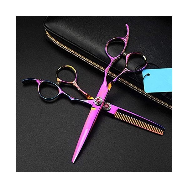 Ciseaux de coiffure professionnel 440c 6 pouces violet prune cheveux ciseaux ensemble coupe coiffeur coupe de cheveux amincis