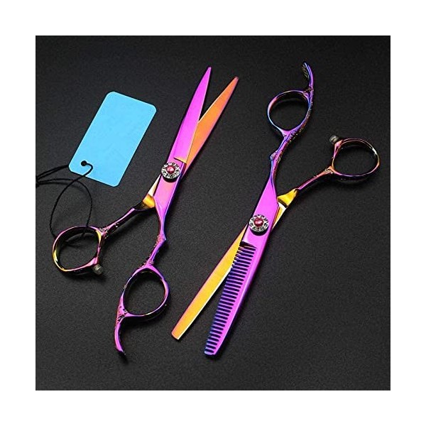 Ciseaux de coiffure professionnel 440c 6 pouces violet prune cheveux ciseaux ensemble coupe coiffeur coupe de cheveux amincis