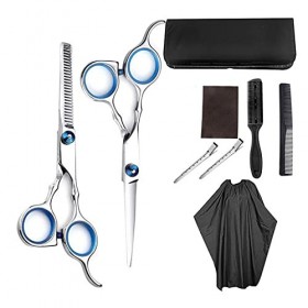 Générique Ciseaux de Coiffure Professionnels Kit Ciseaux Ciseaux Ciseaux Ciseaux Hair Brown Clip Cape Toilettage Peigne pour 