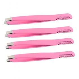 Pincettes dextension de cils de beauté, 4 pièces pinces à sourcils diagonales outil dépilation pinces en acier inoxydable p