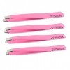 Pincettes dextension de cils de beauté, 4 pièces pinces à sourcils diagonales outil dépilation pinces en acier inoxydable p