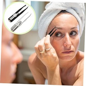 Pince à épiler pour Extensions de Cils, 2 pièces, Pince à Sourcils avec lumière LED, Pince à épiler pour Le Visage, Outil pou...