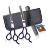 Ensemble de Ciseaux de Coiffeur 6,0 Pouces Violet Dents Plates Frange Amincissant Ensemble dOutils Ménagers Frange Ciseaux E