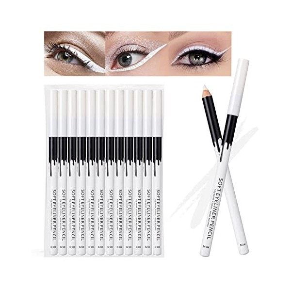 12PCS Erinde Crayon Eyeliner Blanc Surligneur Doux Crayon Eyeliner Fard À Paupières Crayon Éclaircissant Ver à Soie Étanche N