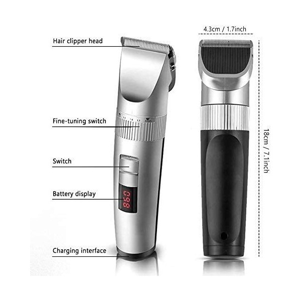 Brosse pour chien Hommes professionnels Rasoirs Ensemble, sans fil Clippers Tondeuse Barbe Rasoir électrique Haircut Kit IPX5