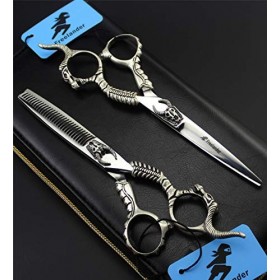440C Inoxydable Professionnel Couper Les Cheveux Ciseaux De Coiffure Set, 6 Pouces Salon Barbiers Coupe Ciseaux, Dents Cisail...