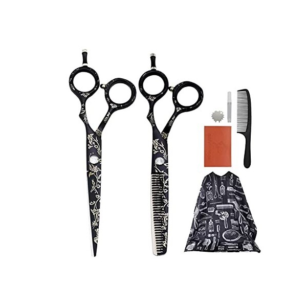 OUSIKA Ciseaux de coupe de cheveux 15,2 cm Kit cadeau Cape Ciseaux de coiffure Ciseaux de coiffure Barber Coiffure Ciseaux de