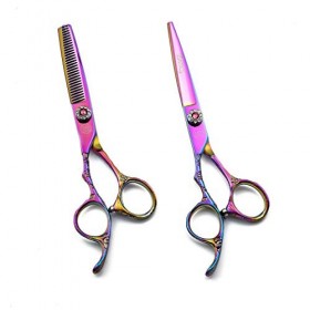 Gauche Coiffure Professionnelle Main Ciseaux 7 Pouces, Cheveux en Acier Inoxydable Ciseaux Plat Cisaillement Et Dents Set De 