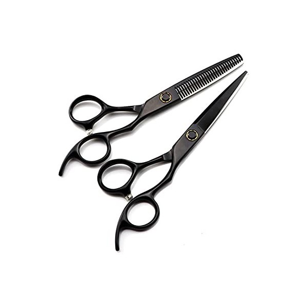 Ciseaux de coupe de cheveux de coiffure noire de 6 pouces, amincissement des cheveux, outil de coupe de cheveuxciseaux de cou