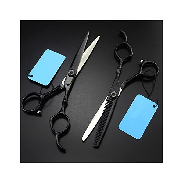 Ciseaux de coupe de cheveux noirs de 6 pouces, amincissement des cheveux, outil de coupe de cheveux, ciseaux de coupe de chev