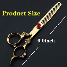 Kit de ciseaux de coupe de cheveux 6 pouces en acier inoxydable doré à long manche ciseaux à aplatir de coiffure amincissants