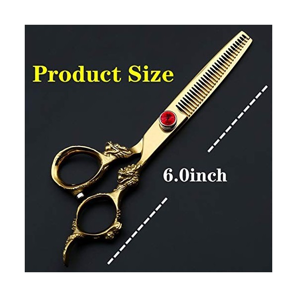 Kit de ciseaux de coupe de cheveux 6 pouces en acier inoxydable doré à long manche ciseaux à aplatir de coiffure amincissants