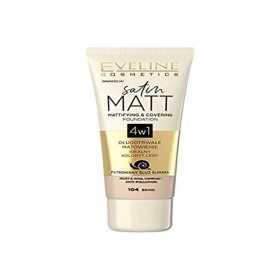 Eveline Cosmetics Satin Matt Matt et Primer facial opaque, 30 ml, n ° 104 Beige
