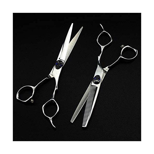 NC Ciseaux de Coiffure Amincissants de crâne Bleu de 6 Pouces, Outils de Coiffeur de Ciseaux Ensemble 