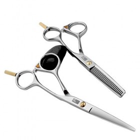 Ciseaux de coiffure Ensemble de coupe de cheveux de ciseaux de barbier professionnels - 1 ciseaux de cheveux à bord droit, 1 