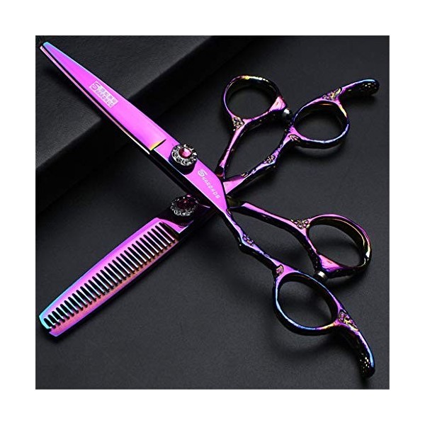 Gaucher Haut de Gamme Professionnel Ciseaux de Coupe de Cheveux - Coiffure Dilution Cisailles Violet 6,0 Pouces Barber Salon 