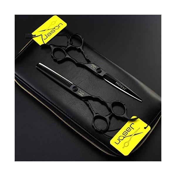 Professionnel Ciseaux De Coiffure 6,0 Pouces Japon 6CR Inoxydable Set En Acier, Haute Qualité Noir Salon De Coiffure Ciseaux 