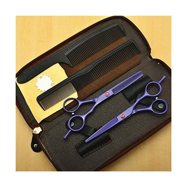 Ciseaux De Coiffure/Ciseaux Amincissants 14 Cm Violet Double Queue 100% Acier Inoxydable Salon De Coiffure Ou Usage Domestiqu