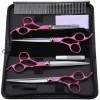 Ciseaux de coiffure 7 pouces 4PCS Rose Red Handle Ciseaux Professionnel Pet Toilettage Coiffure Cisaillement Ciseaux Set pour