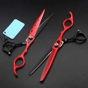 ciseaux de coiffeur Ciseaux De Coupe De Cheveux, 7 Pouces Japon 440c Ciseaux De Salon De Coiffure Rouges Coupe Ciseaux De Cou
