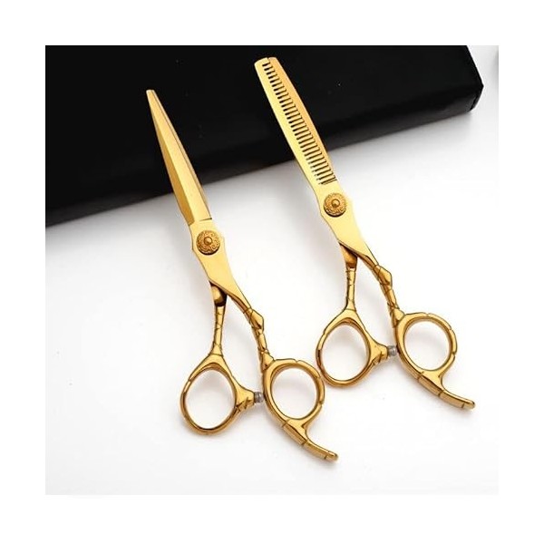 Ciseaux de coupe de cheveux, 6 pouces professionnels 9CR13 or ciseaux de coiffure amincissants ciseaux de coiffeur ensemble c