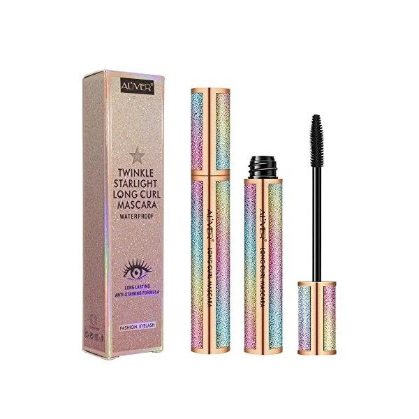 4D Mascara, Mascara Waterproof et Anti-taches, Mascara Épaississant et Allongeant Noir, Sans Grumeaux, Cils Plus Fournis, Tie