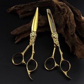 Coupe de cheveuxciseaux de coupe de cheveux Kit 440c Acier 6 Haut de gamme Gold Cut Hairciseaux de coupe de cheveux Haircu