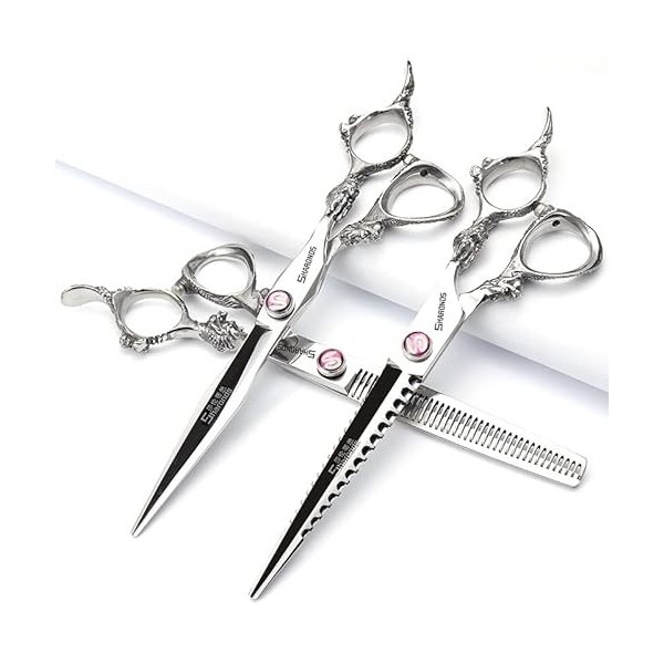 Lot de 3 paires de ciseaux de coiffure professionnels tranchants en argent 440 C de 15,2 cm de diamètre