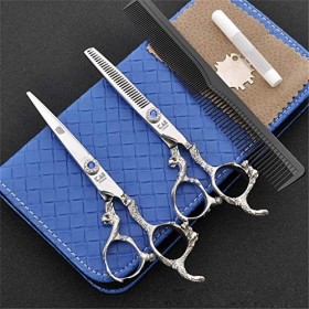 Chaomeiart 440C 6.0 Pouces Ciseaux De Coiffure Salon De Coiffure Set Professionnel Plat Dents Ciseaux Amincissants Ciseaux Ou