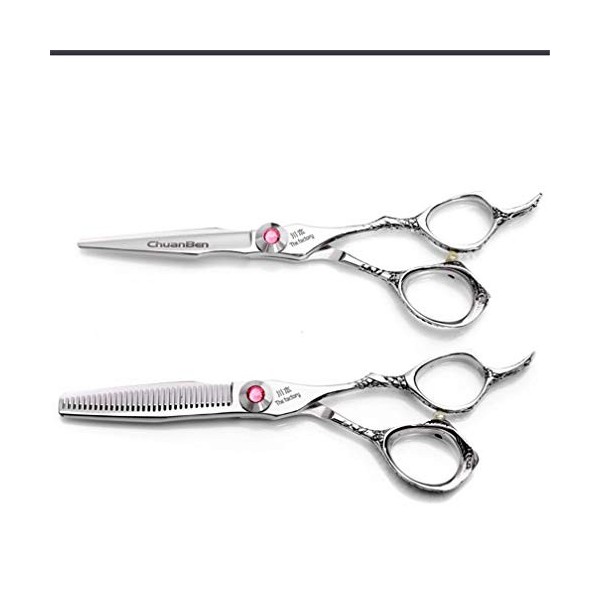 Coiffure Coupe De Cheveux Ciseaux, 6.0" Professionnel 440C Inoxydable Barber Ciseaux Set, Ciseaux Plat Et Ciseaux Dents, pour