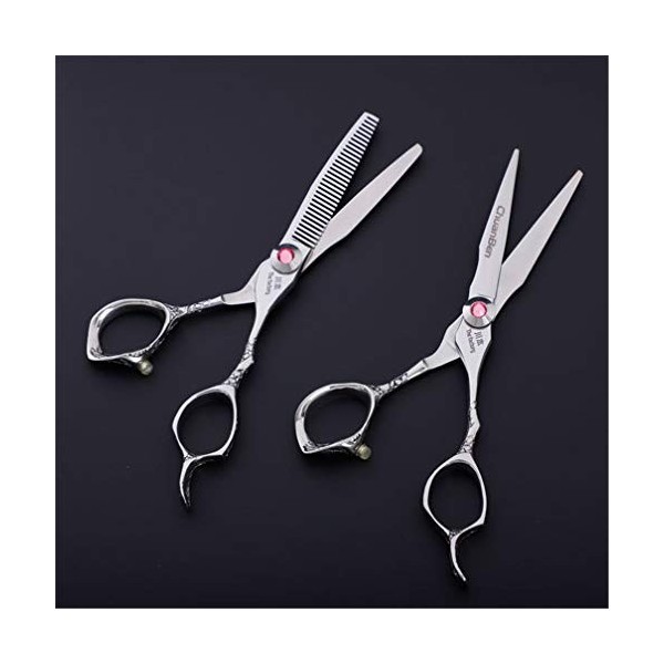 Coiffure Coupe De Cheveux Ciseaux, 6.0" Professionnel 440C Inoxydable Barber Ciseaux Set, Ciseaux Plat Et Ciseaux Dents, pour