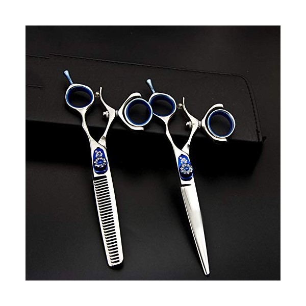 Minicocock 440C Creative Finger Ciseaux 6 Pouces Coiffeur Professionnel Haircut Set Cisaillement Color : Blue 