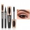 Eyeliner Pencil Liquide Eyeliner Séchage Rapide + 4D Lash Extension Mascara - Waterproof Silk Fiber Volume Mascara, Natural a