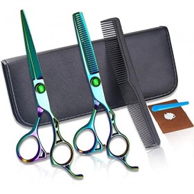 Kit de ciseaux de coupe de cheveux 6,0 pouces Couleur Ciseaux de coiffure professionnels Ciseaux à coupe plate Ciseaux aminci