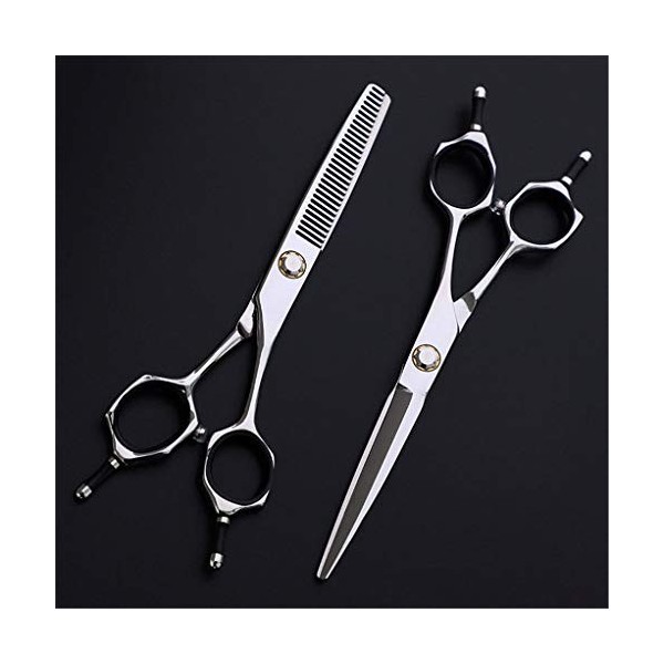 Professionnel Barber Ciseaux De Coiffure Set 6.0 Pouces Coiffeur 440C Ciseaux Rhéofluidifiant Dents Plates Droites Ciseaux Sa