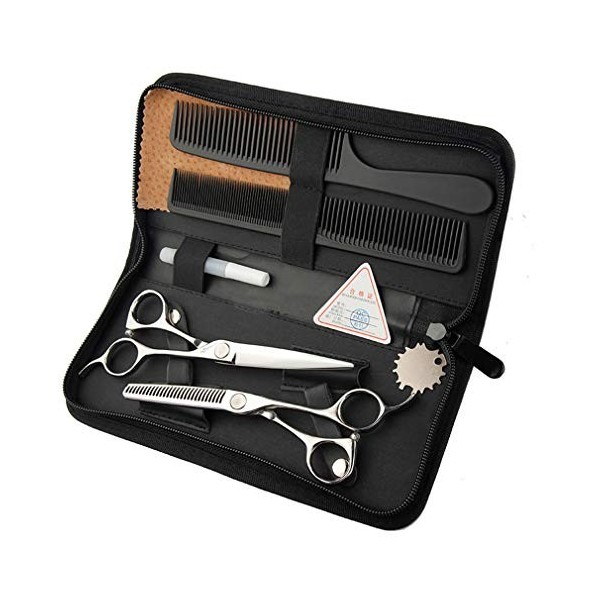 LBYB Ciseaux Cheveux Set, 6 Pouces Tondeuse 440C Ciseaux Cheveux en Acier Inoxydable Set, Barbers Ou Home Use, Lumière Et Sha