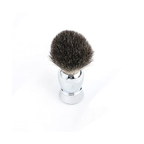 LEFEDA Simple Supports de Brosse de Rasoir de Luxe pour Hommes, 100% Pur Blaireau Manche en métal Support de Blaireau, Ensemb