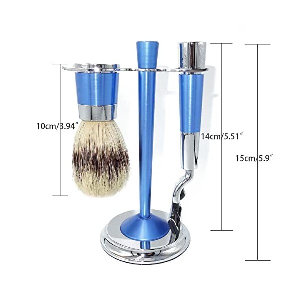 GHQYP Pratique Supports de Brosse de Rasoir pour Hommes, Coffret Cadeau de Brosse de Rasage de Barbe de Maquillage en Alumini