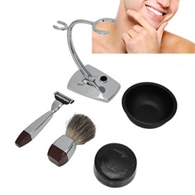 DEPILA 5 pièces ayant Un Ensemble for Hommes, Savon à raser rasoirs manuels Brosse à raser Bol Support de Support Bol de Rasa