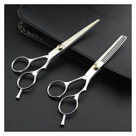 Ciseaux à cheveux en acier inoxydable, ciseaux fendus en acier au carbone, ciseaux de barbier couleur : ensemble avec étui s ...