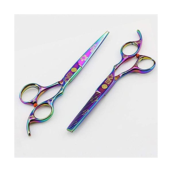 Ciseaux professionnels violet arc-en-ciel de 5.5 et 6 pouces, ensemble de ciseaux de coupe et damincissement pour cheveux, c