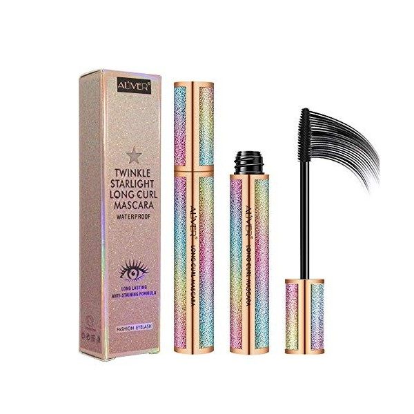 Mascara Noir, Mascara Imperméable en Fibre de Soie 4D, Faites des Cils Plus Longs, Plus épais et Courbés, Sans Grumeaux, Long