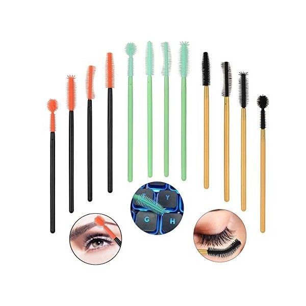 ATOMUS 60pcs Silicone Mascara Wands Disposable Eyelash Brush Applicator Eyebrow Wands Makeup Brush Kits Eyelash Extension Too
