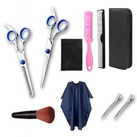 XBR Professionnel Ciseaux Coiffure 9 PCS Cheveux Ciseaux De Coupe Ciseaux À effiler Rasoir Cheveux Peigne Clips Cape Ciseaux 