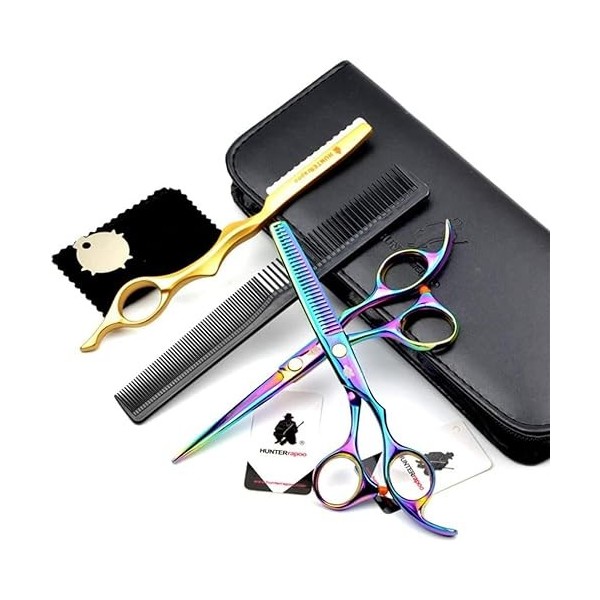 Générique Ciseaux De Coiffure Combinaison Ensemble Super Sharp Professionnel Ciseaux De Coiffeur Outil Salon Mince Kit 6,0 Po