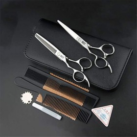 HIJIN Main Gauche Barber Set Ciseaux De Coupe De Cheveux, Ciseaux De Coiffure Professionnel 440C Set, Dilution Dents Ciseaux 